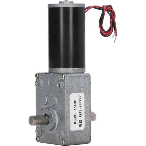 12-V-Gleichstrom-Doppelwellen-Getriebemotor, selbsthemmend, Schneckengetriebe, 10 U/min, im Uhrzeigersinn und gegen den Uhrzeigersinn (1/4)