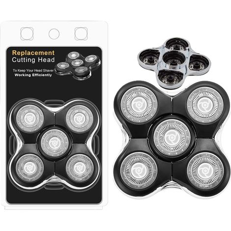 2 Têtes De Rasage Compatible Remington Balder RX5 XR7000 XR1500 Système Clip 360 Degrés Peau Sèche Humide (1/5)