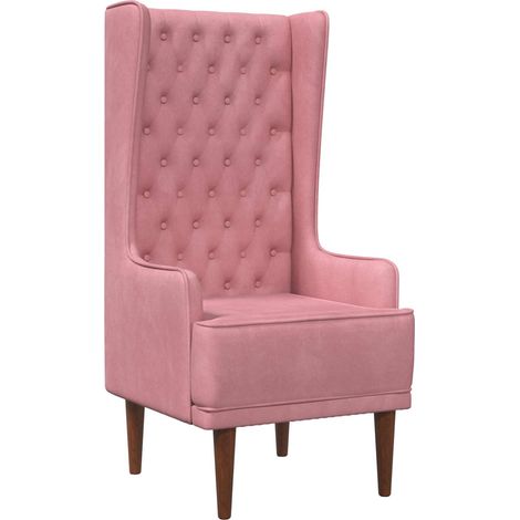 Silla de respaldo alto con capitoné con botones Rosa Terciopelo vidaXL (1/5)