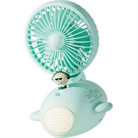Ventilateur brumisateur portable, humidificateur mignon, ventilateur de bureau d'été, humidificateur de charge USB,(vert) (1/5)