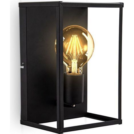 AMXCNOY Plafonnier cage en métal noir, lampe murale compatible avec ampoule E27 jusqu’à 60 W (ampoule non fournie), éclairage vintage pour plafond et mur, idéal pour entrée, couloir et chambres, prote (1/5)