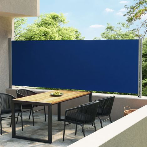 Auvent latéral rétractable de patio 600x160 cm bleu vidaXL