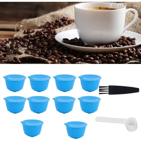 DOLCE GUSTO Kaffeemaschinen-Zubehörset: wiederbefüllbare Kaffeekapseln, Filter, Tasse (blau, 10 Kapseln, 1 Löffel, 1 Reinigungsbürste) (1/5)
