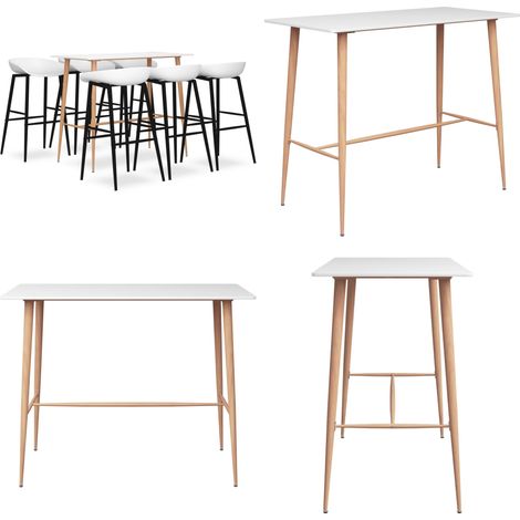 7-tlg. Bar-Set Weiß - Barhocker - Bartheke (1/5)
