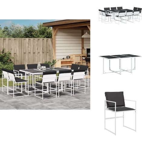 Ensemble à manger de jardin avec coussins 11pcs blanc textilène - Meubles De Jardin - Salon De Jardin - Set De Jardin - Table De Jardin - Chaises De Jardin (1/5)