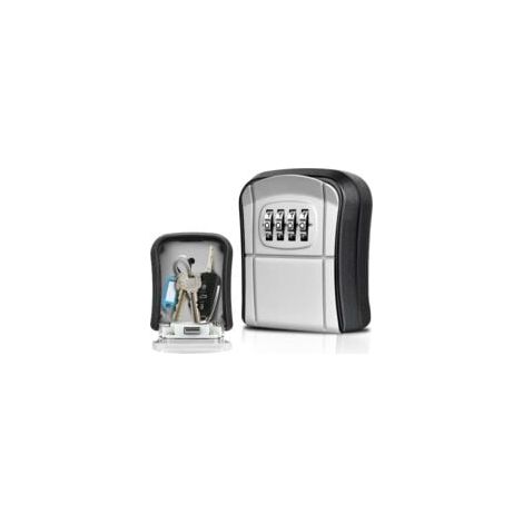 Minicaja de seguridad para llaves de pared para exteriores con código digital de 4 dígitos, reiniciable, impermeable, para casa, escuela, oficina, fábrica, Airbnb, garaje (gris) (1/5)