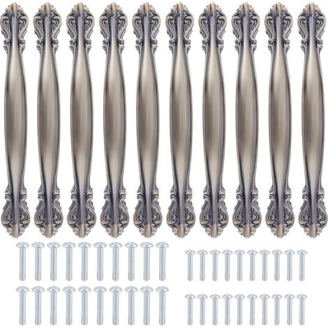 Set mit 10 antiken, bogenförmigen Schrankgriffen - Möbeltürgriffe, Vintage-Möbelgriff, Vintage-Möbeltürgriff, Vintage-Türgriff (128 mm Abstand) (1/5)