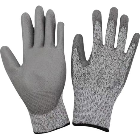Gants anti-coupures niveau 5, gants de travail enduits de PU, gants de protection, taille S Gris (1/4)