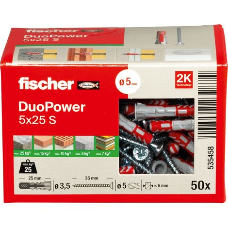Fischer 535458 DUOPOWER 5x25 S LD Cheville 2 éléments 25 mm 5 mm 50 pc(s)