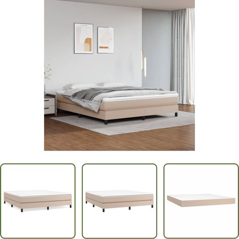 vidaXL Matelas à ressorts - Sommier à lattes de lit avec matelas Cappuccino 160x200 cm (1/5)