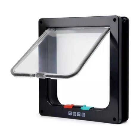 Magnetic Cat Flap with Swing Door and 4-Position Lock for Cats, Kittens and Puppies (M, Black, 7.7" 7.5") (1/4)