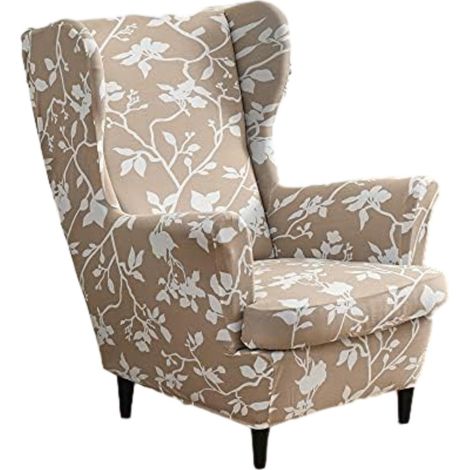 Housse extensible pour fauteuil à oreilles avec accoudoirs – Motif Misha – Protection décorative (1/5)
