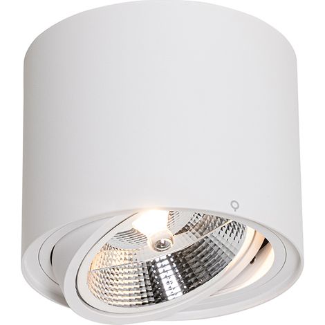 QAZQA Moderno Foco de techo moderno blanco giratorio e inclinable AR111 - Rondoo Up Aluminio Cilíndra Adecuado para LED Max. 1 x 15 Watt