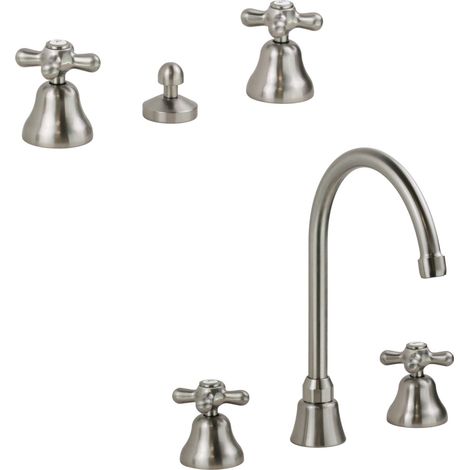 Pacchetto rubinetteria bagno a 3 fori in colore acciaio antico Gattoni Calypso KITCALY2A0
