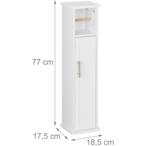 Mobile portaoggetti stretto con porta rotolo di carta igienica 30 x 15 x 60 cm pratico design contemporaneo in legno bianco 130013749