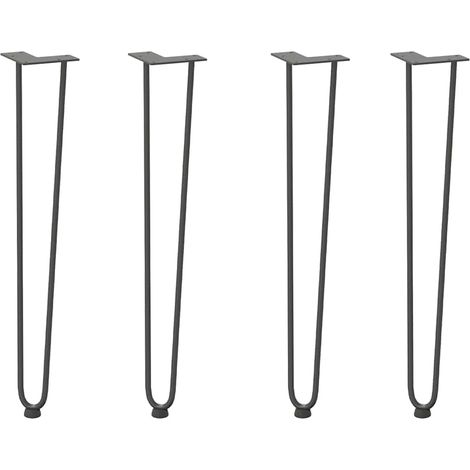 Lot de 4 pieds en épingle à cheveux modernes pour consoles 72 x 12 x 12 cm avec patins réglables en acier massif anthracite