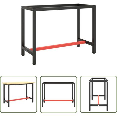 Cadre de banc de travail Noir et rouge mat 110x50x79 cm Métal