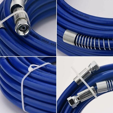 Tuyau de pulvérisation 15m x 1/4" - 4300 PSI - Bleu pour pistolet à peinture (1/2)