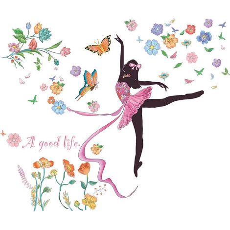 Stickers Muraux Fille Papillon Autocollants Mural Fée des Fleurs Stickers Muraux Papillons Colorées ​ (1/5)