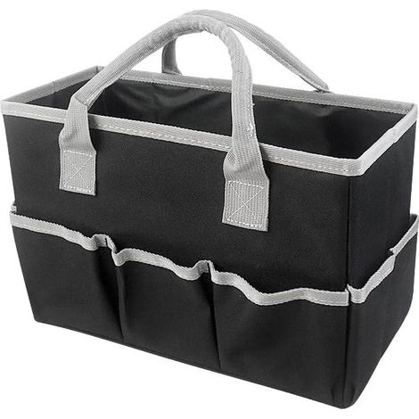 1 - Sac De Rangement - Tissu Oxford 600D - Imperméable Et Résistant - Pour Outils Et Fournitures - Maison Bureau Jardin - Noir - 33x15x22cm (1/5)