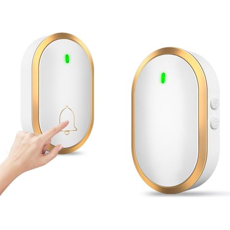 Sonnette Sans Fil 400 Mètres Sonnette de Porte IP55 Sonnette Sans Fil EtancheMaison Intelligente Clignotant , 4 Niveaux Volumes (1/4)