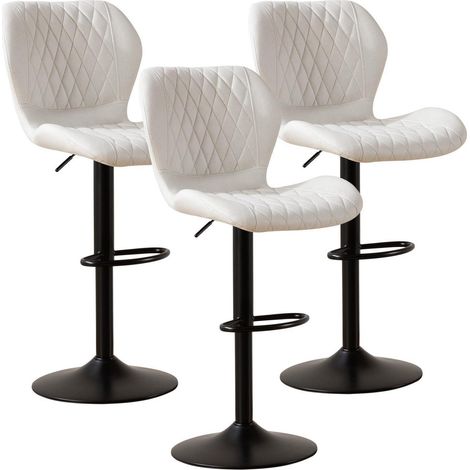 Barhocker 3er Set, höhenverstellbar, drehbar, PU-Leder, beige (1/5)