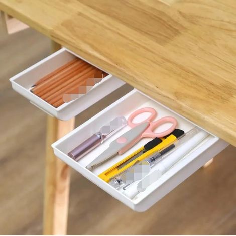 Cajones blancos para escritorio de oficina  Cajones para debajo del escritorio (para acoplar)  Estantería de almacenamiento para oficina  Escritorio de oficina que ahorra espacio - 22 cm de largo (1/5)