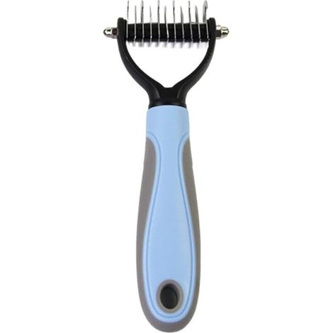 Outil de toilettage pour animaux de compagnie - Peigne double face - Bleu - S, petit, standard (1/5)