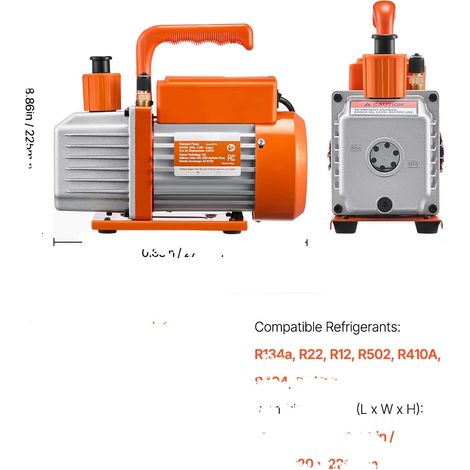Pompa per vuoto, compatibilità universale con refrigeranti, prestazioni efficienti, 4,5 CFM 1-3 HP R410a, UE (1/2)