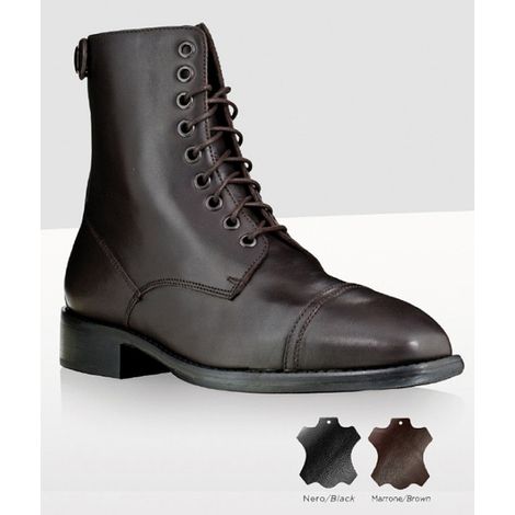 42, Braun: Minerva Stiefelette aus weichem Leder mit Schnürsenkeln vorne, Reißverschluss hinten und Druckknopf. Ledersohle (1/3)