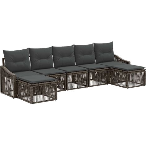 Gartensofa-set 7 pcs Grau Poly-Rattan vidaXL