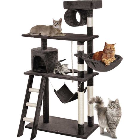 Albero Tiragraffi per Gatti Parco Giochi Cuccia Graffiatoio gatto 142cm Brown (1/5)