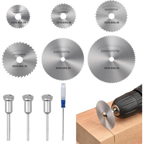 Lames de scie circulaire HSS avec tournevis, lot de 6 disques 3 mandrins pour outil rotatif multifonction, disques de coupe pour bois plastique métal, kit accessoire bricolage (1/5)