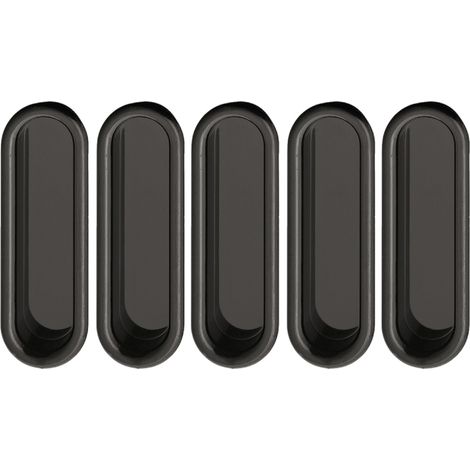 5x Poignée coquille à encastrer 78x26mm en plastique Meuble Cuvette Cuisine Porte coulissante Tiroir Placard, noir (1/2)