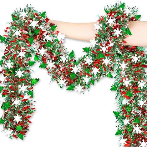 Ghirlanda Natale Pigne Fiocchi Neve 10 m Decorazione (1/5)