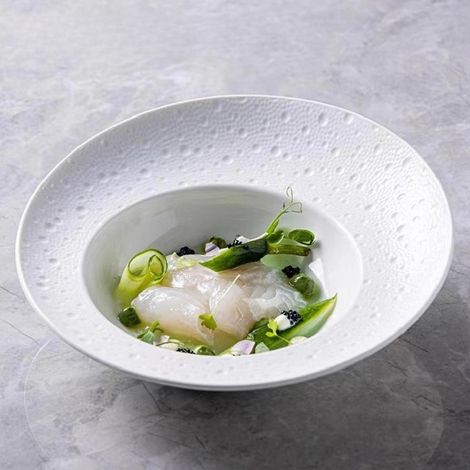 Assiette à salade française créative (23 cm), assiette en céramique de qualité supérieure en forme de chapeau de paille, assiette plate blanche (1/5)