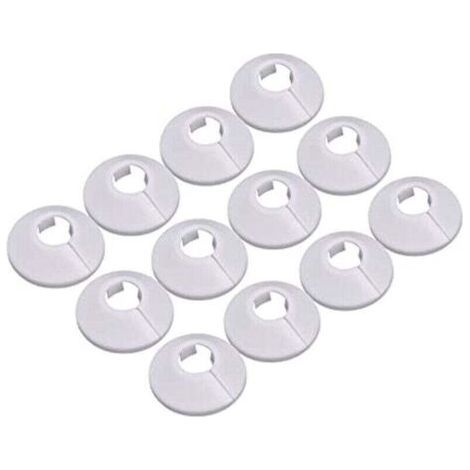 12 Pcs Cache Tuyau, Cache Tuyau Plomberie Collier Radiateur, Manchon Radiateur Pour Tuyau Rosace Ronde Blanche Diamètre De 15 Mm (Blanc)-Chrom (1/5)