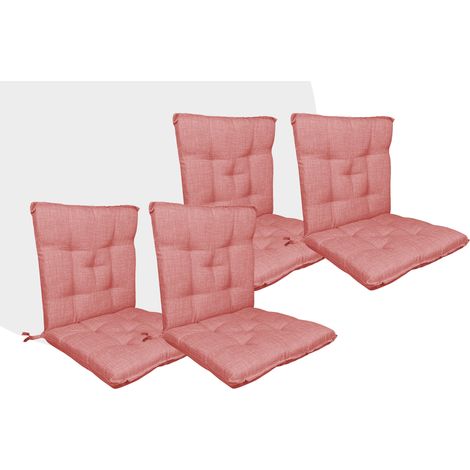 Set Cuscini Sedia Con Schienale Imbottiti Con Laccetti Banda Elastica 40 x 80 Cm Corallo - 4 Pezzi