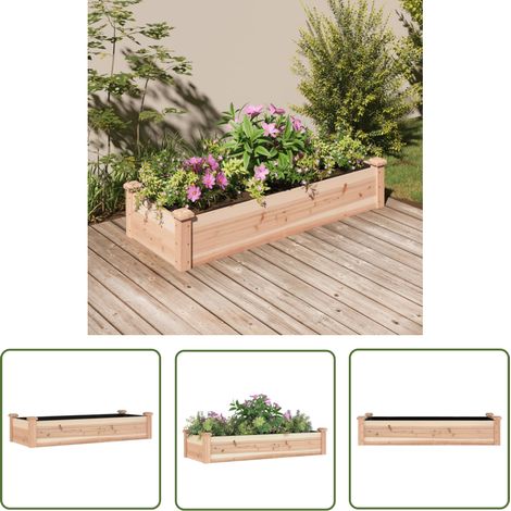 The Living Store Lit surélevé de jardin doublure 120x45x25 cm bois massif sapin - Lit Surélevé - Jardin - Bac À Plantation - Potager - Bois Massif (1/6)