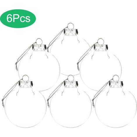6 Boules de Noël Transparentes à Remplir & Décorer - Ornement de Sapin à Suspendre Personnalisé - Déco DIY pour Noël, 6cm (1/5)