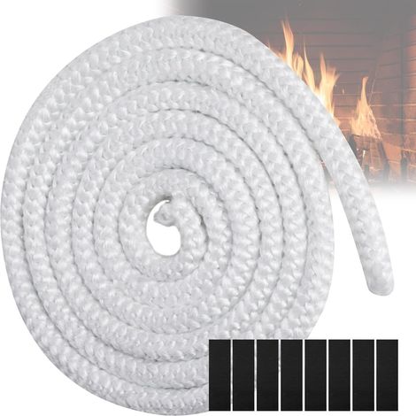Corde de Joint de Poêle à Bois, Joint de Verre de Porte Résistant aux Hautes Températures, Joints de Remplacement en Fibre de Verre, Facile à Installer pour Poêles à Bois Blanc (1/5)