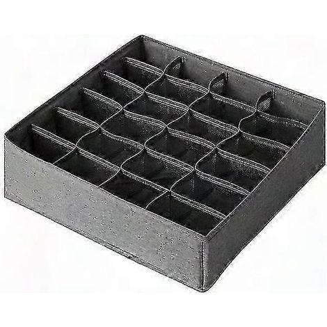 Lot de 2 organisateurs pour chaussettes et lingerie, 48 tiroirs de rangement pour piles, boîte de rangement pliable en tissu compatible avec chaussettes, lingerie, cravates (gris) (1/4)