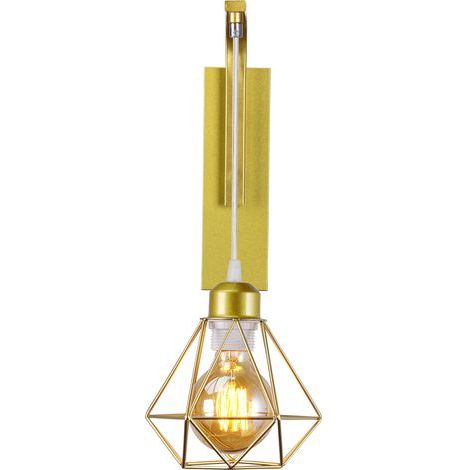 Applique murale en fer bois , Créative Lustre suspension rétro cage en forme diamant moderne salon chambre cuisine noir (1/5)