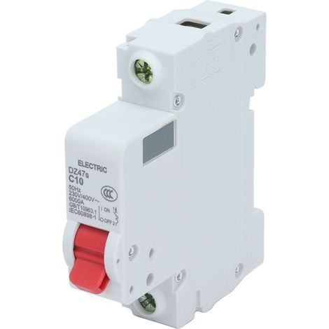 Disjoncteur modulaire 1P 10A DZ47s C10, rail DIN, 230V/400V, installation professionnelle (1/5)