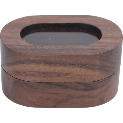 Écrin rétro en bois ovale avec hublot acrylique pour bague de fiançailles, coffret de demande en mariage, cérémonie nuptiale, brun clair (1/5)