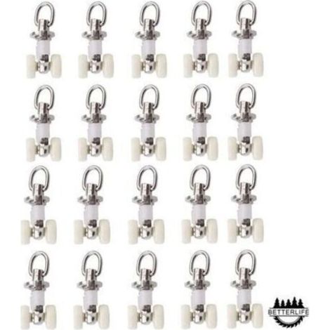 20 Pièces Rouleaux de Rail Planeur de Voie de Rideau Plastique Twin à roulettes en Alliage d'aluminium