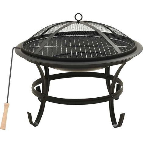 Maison Exclusive - Foyer et barbecue avec tisonnier 2 en 1 56x56x49 cm Acier