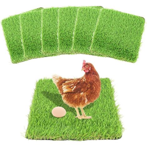 Chicken nest mat 6-piece set of chicken nest box mat 12 "x12" artificial grass washable chicken nest mat laying carpet artificial turf mat lawn carpet garden lawn chicken nest pet 6pcs (30cm x 30cm) (1/5)