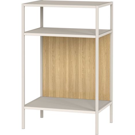 Etagère meuble de rangement console de 3 niveaux coloris cachemire et chêne naturel - Longueur 40 x Hauteur 65 x Profondeur 30 cm (1/3)