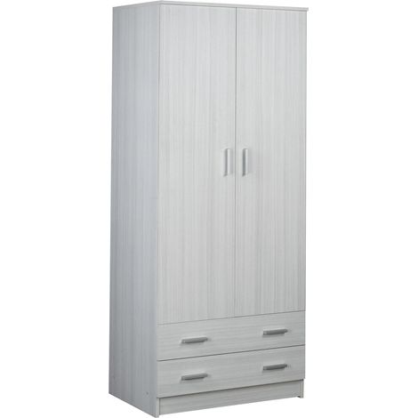 Armadio 2 Ante 2 Cassetti 77x182x52 cm Eucalipto (1/5)